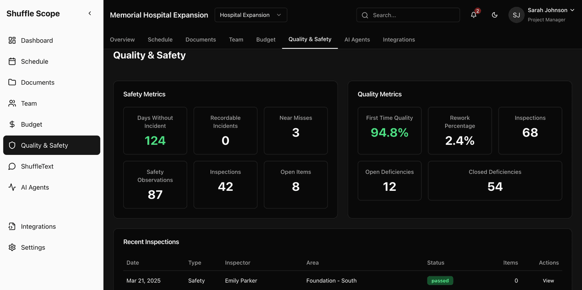 Shuffle Scope Dashboard